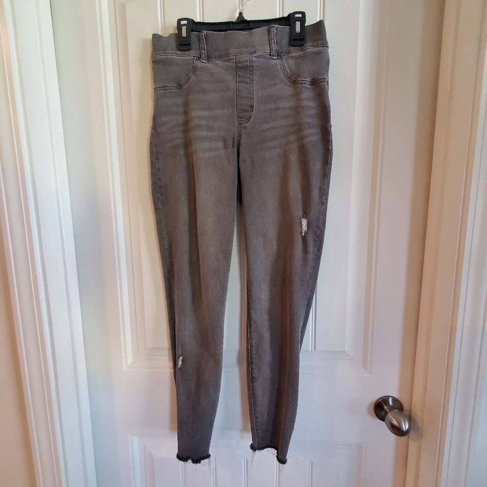 Spanx Vintage Distressed Ankle Skinny Jeans Gray sz Med